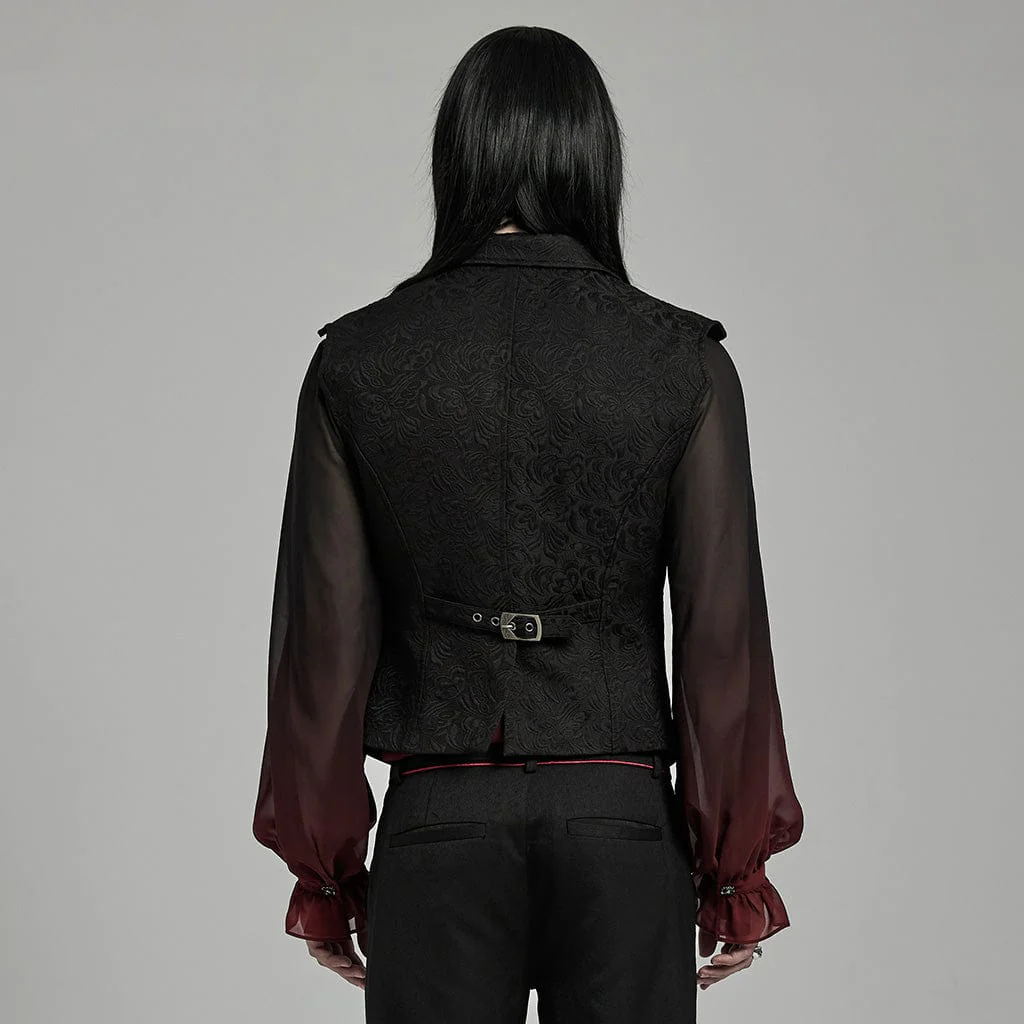 Men's Gothic Turn-down Collar Floral Bat Vest - Image 3