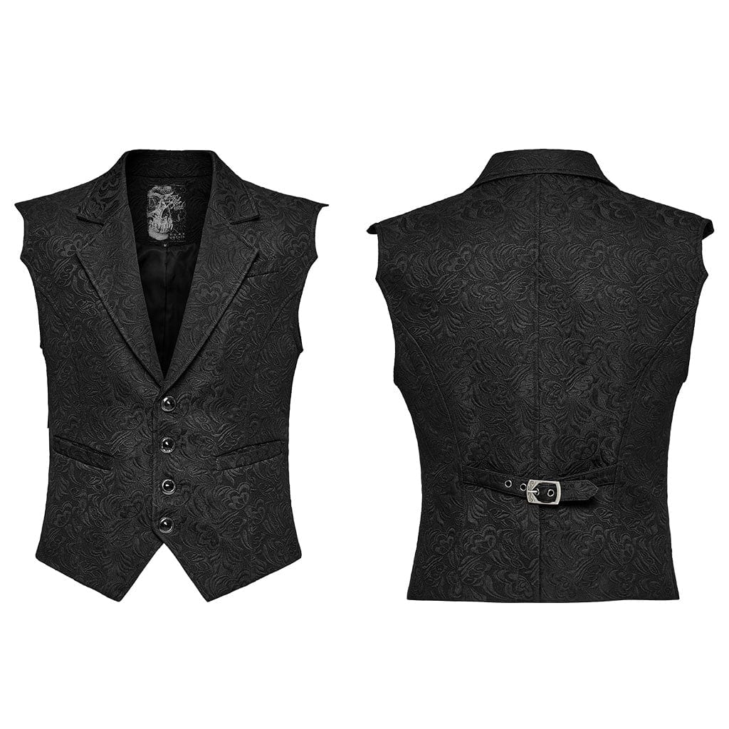 Men's Gothic Turn-down Collar Floral Bat Vest - Image 5