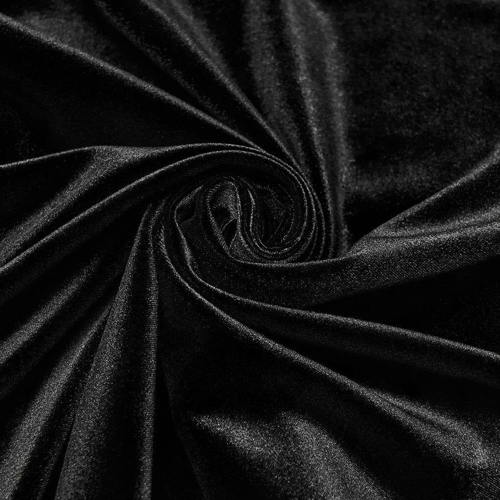 Men's Gothic Turn-down Collar Puff Sleeved Velvet Shirt Black - Image 8