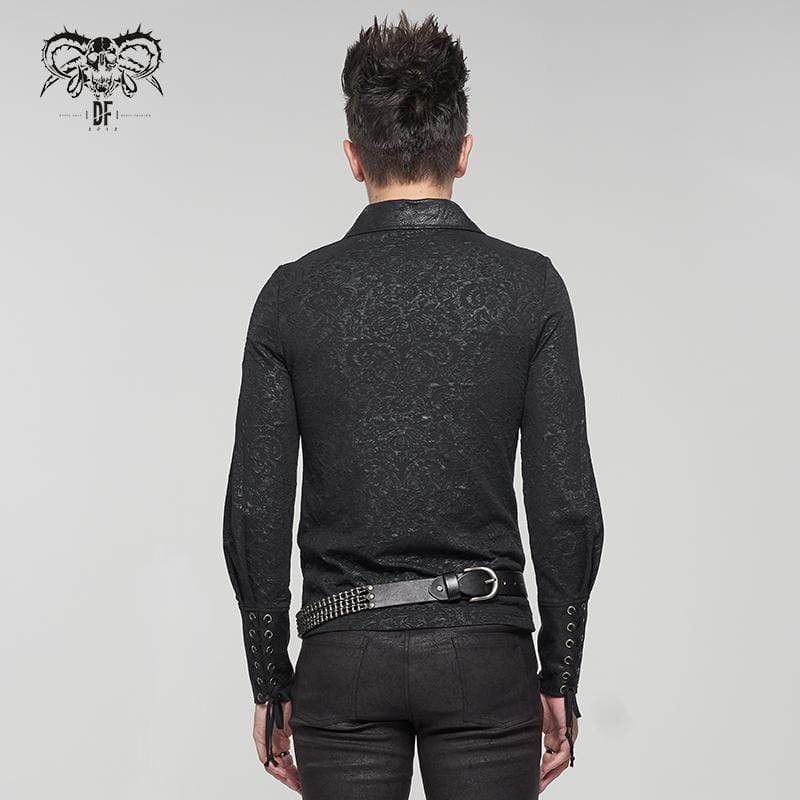 Men's Gothic Turn-down Collar Strappy Shirt - Image 3