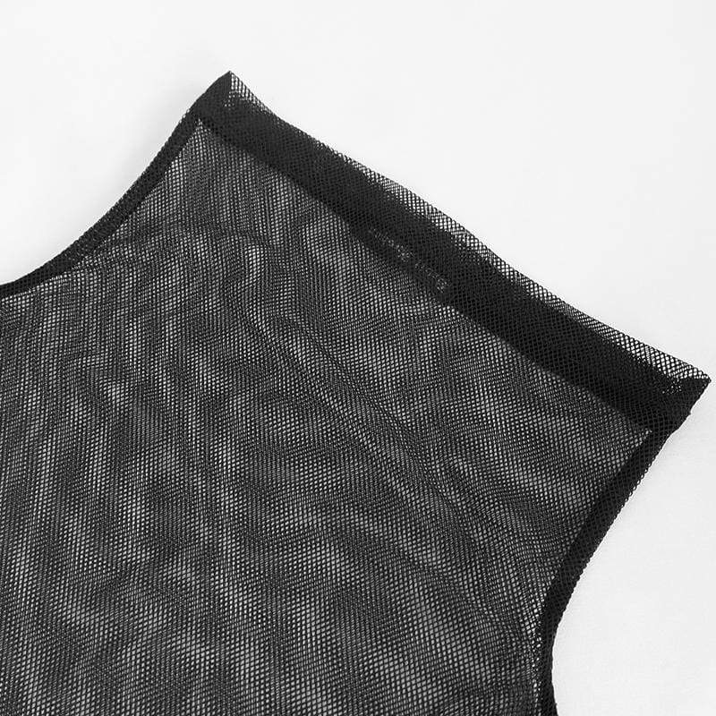 Men's Gothic Turtleneck Sheer Mesh Shirt - Image 9