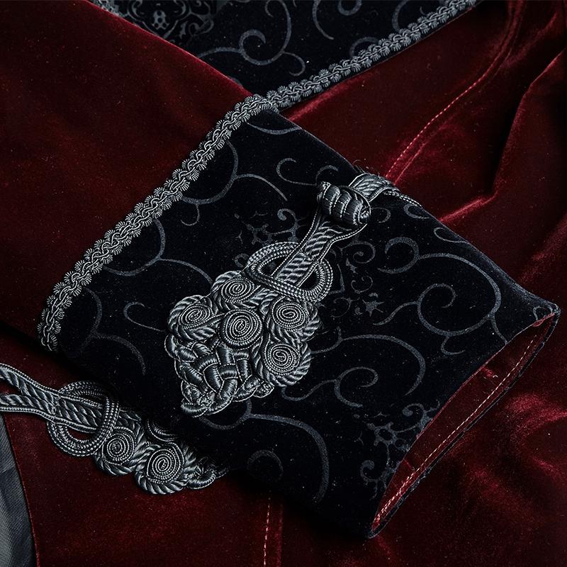Men's Gothic Victorian Scissors Tail Velour Overcoat - Image 6