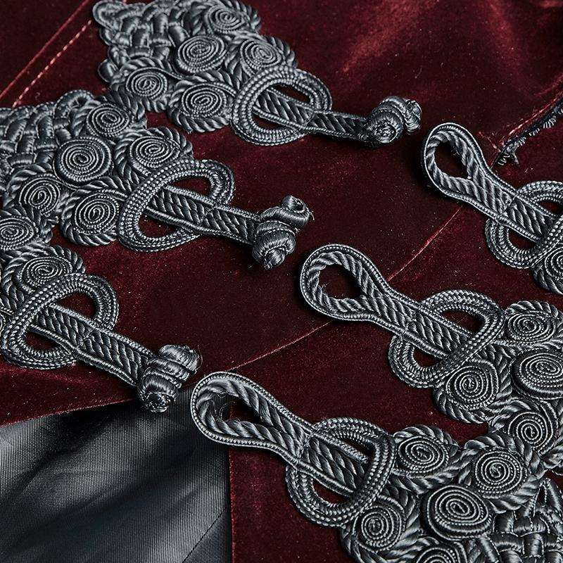 Men's Gothic Victorian Scissors Tail Velour Overcoat - Image 8