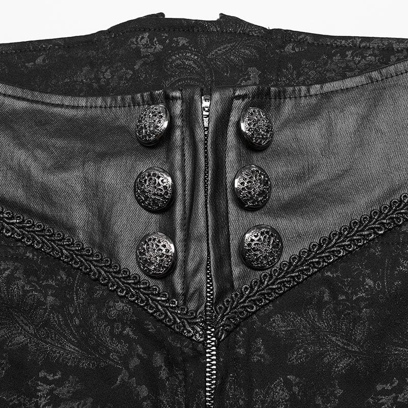 Men's Faux Leather and Jacquard Goth Trousers - Image 6