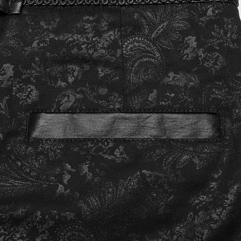 Men's Faux Leather and Jacquard Goth Trousers - Image 8
