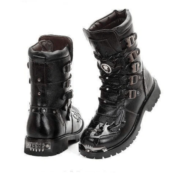 Men's Military Multi Buckles Boots Men Martin Boots Cowboy Boots - Image 2