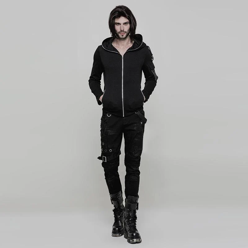 Men's Personality Distressed Mesh-paneled Skinny Trousers - Image 4
