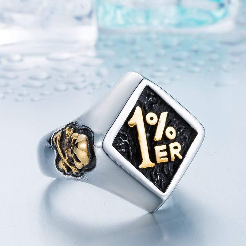 Men's Punk 1% Club Skull Rings - Image 4