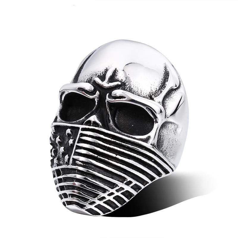 Men's Punk American Flag Skull Rings - Image 4