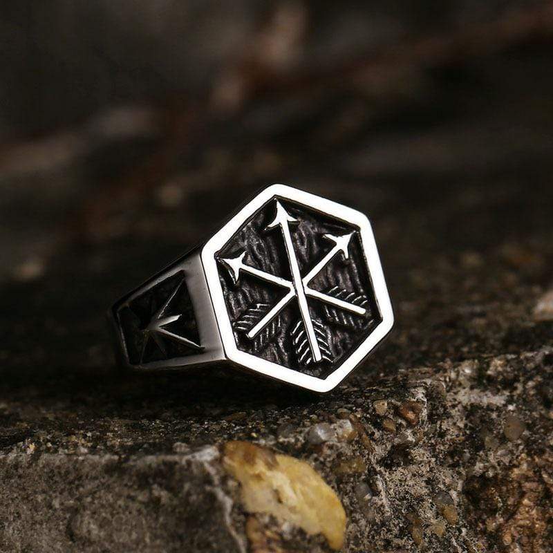 Men's Punk Arrows Hexagonal Ring - Image 2