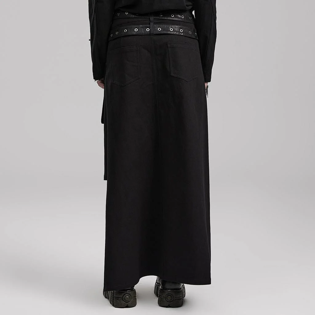 Men's Punk Asymmetric Long Kilt - Image 3