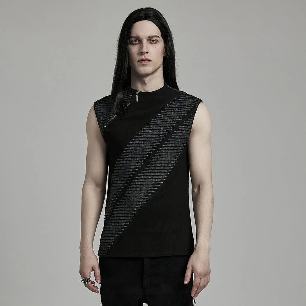 Men's Punk Asymmetric Zipper Tank Top