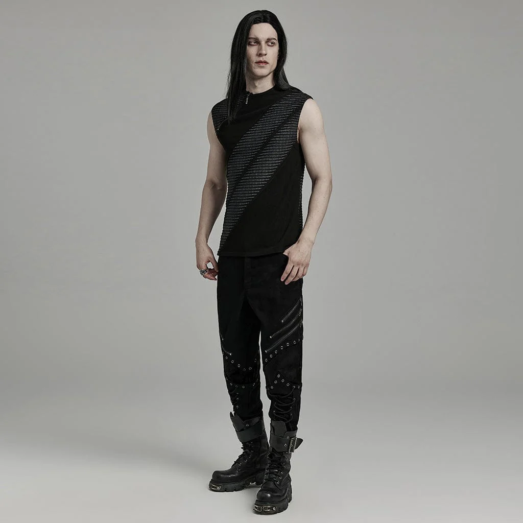 Men's Punk Asymmetric Zipper Tank Top - Image 4