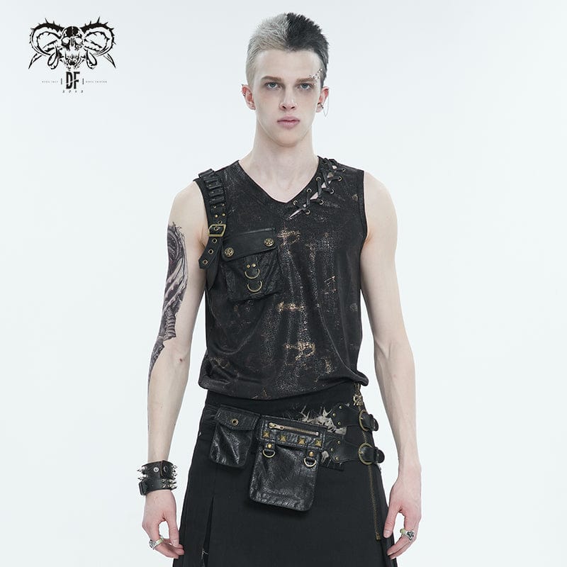 Men's Punk Big-pocket Buckle Tank Top - Image 2