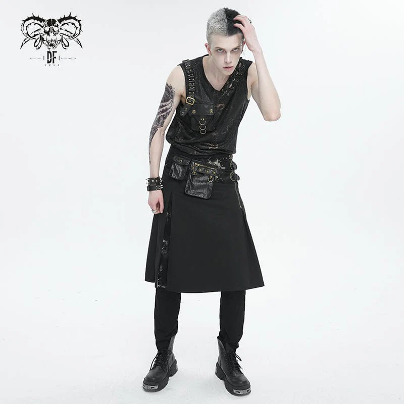 Men's Punk Big-pocket Buckle Tank Top - Image 5