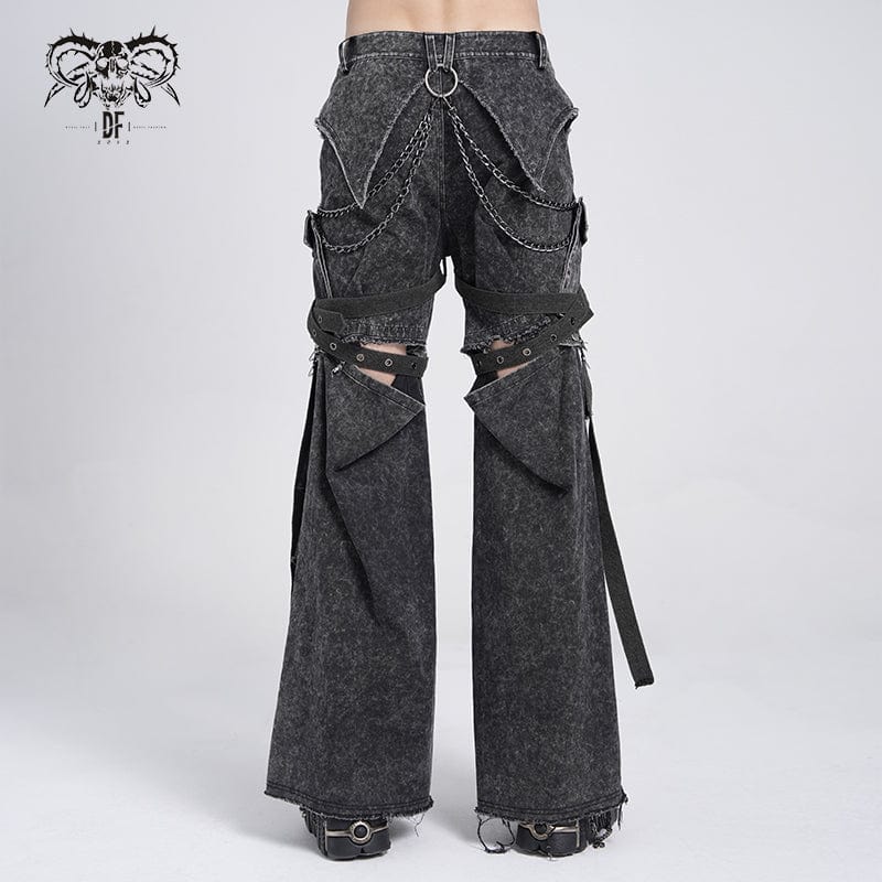 Men's Punk Big-pocket Distressed Pants with Chain - Image 4