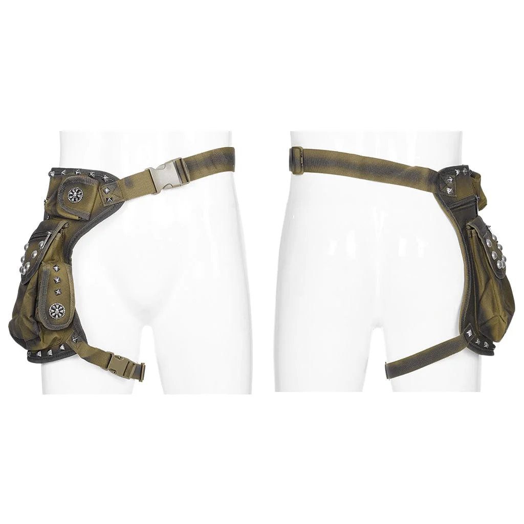 Men's Punk Big-Pocket Rivet Waist Bag - Image 10