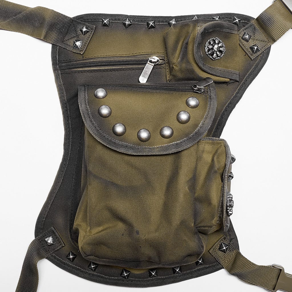 Men's Punk Big-Pocket Rivet Waist Bag - Image 15
