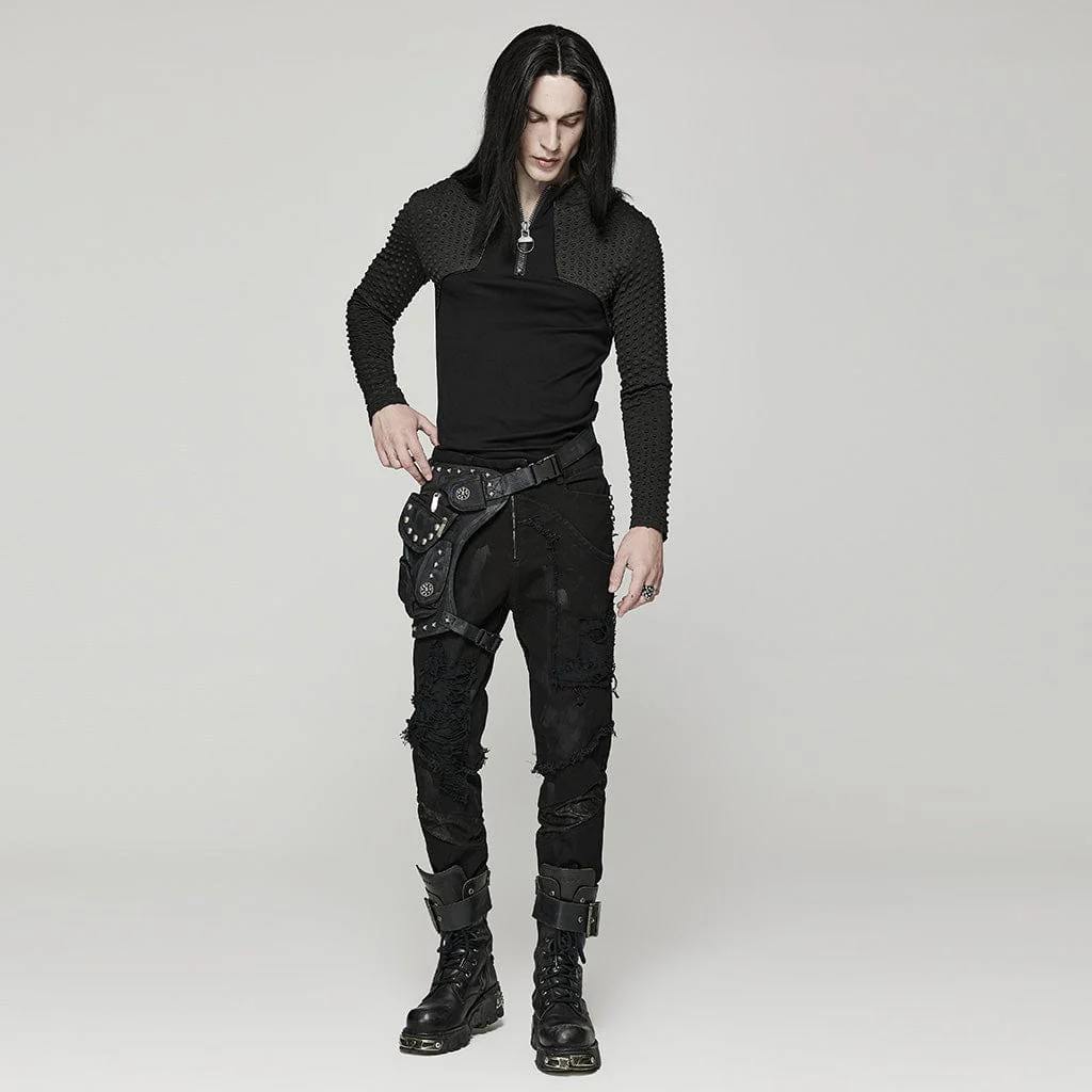 Men's Punk Big-Pocket Rivet Waist Bag - Image 7