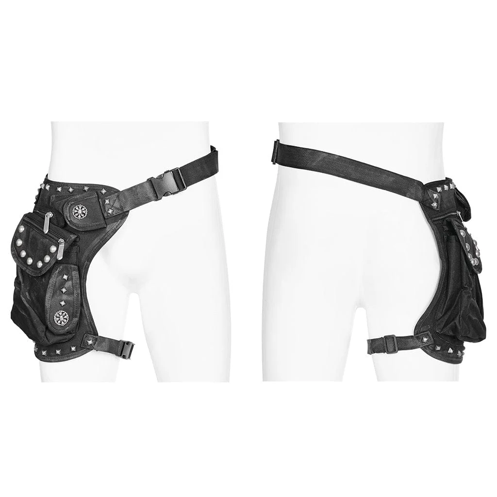 Men's Punk Big-Pocket Rivet Waist Bag - Image 9