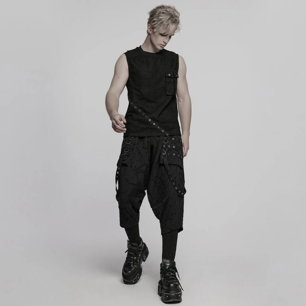 Men's Punk Big-pocket Sagging Pants with Staps - Image 4