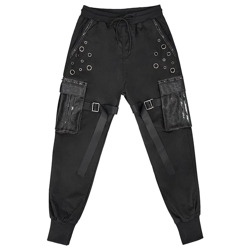 Men's Punk Big-pocket Strap Belt Jogger Pants - Image 7