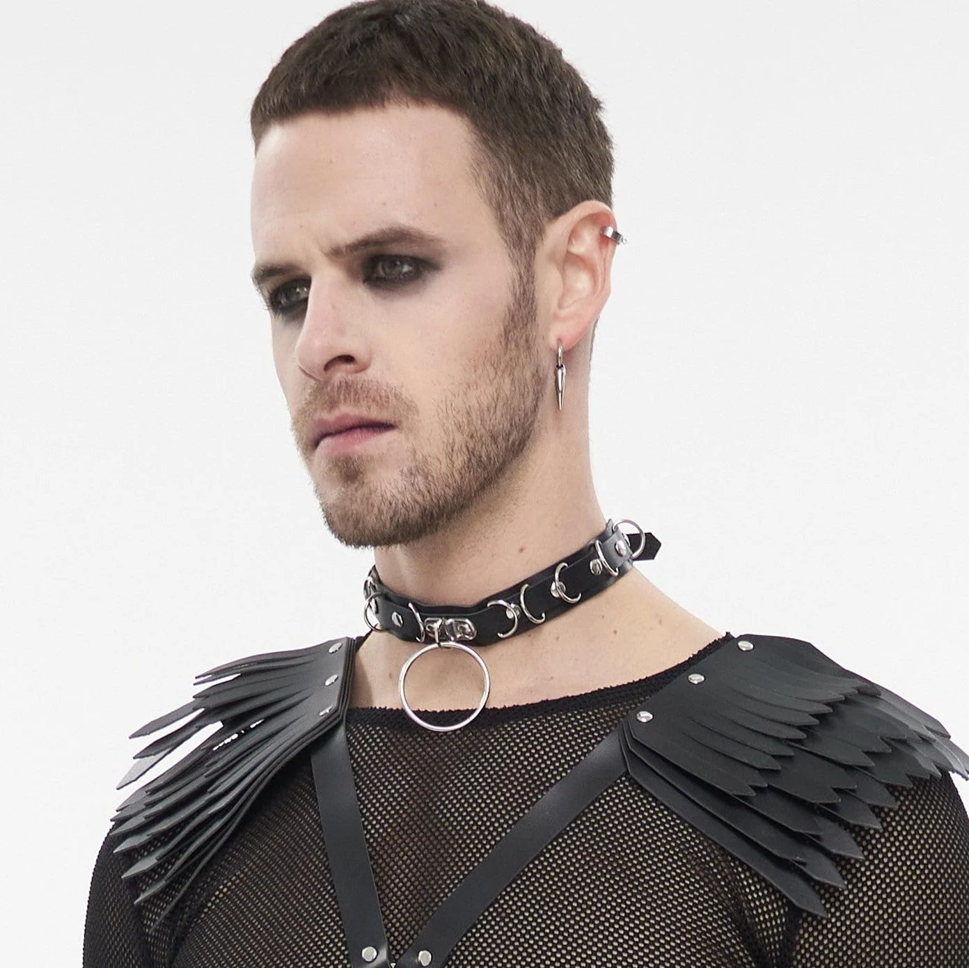Men's Punk Big Ring Faux Leather Choker - Image 2