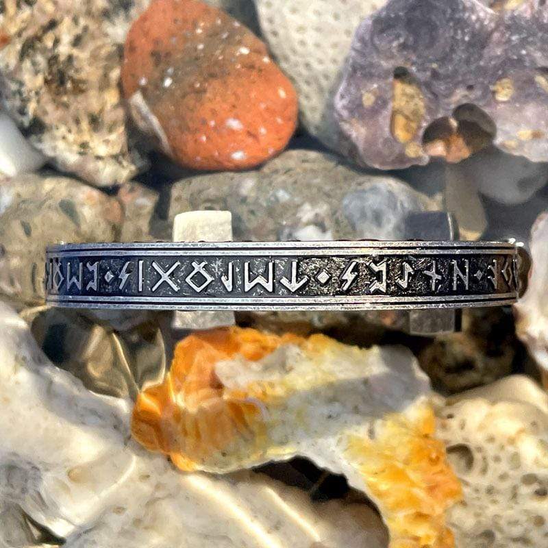 Men's Punk Bronze Rune Opening Titanium Steel Bracelet - Image 4