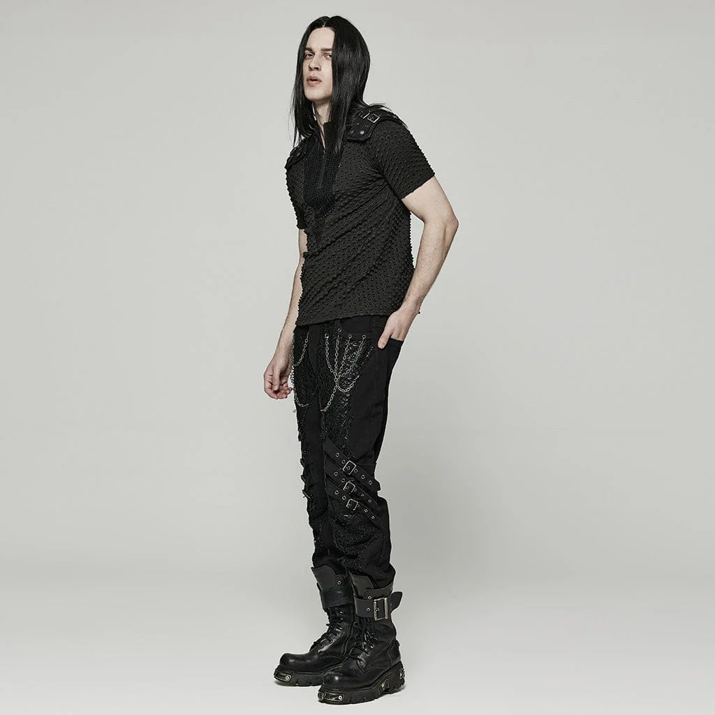 Men's Punk Bubble Buckle Zipper T-shirt - Image 4
