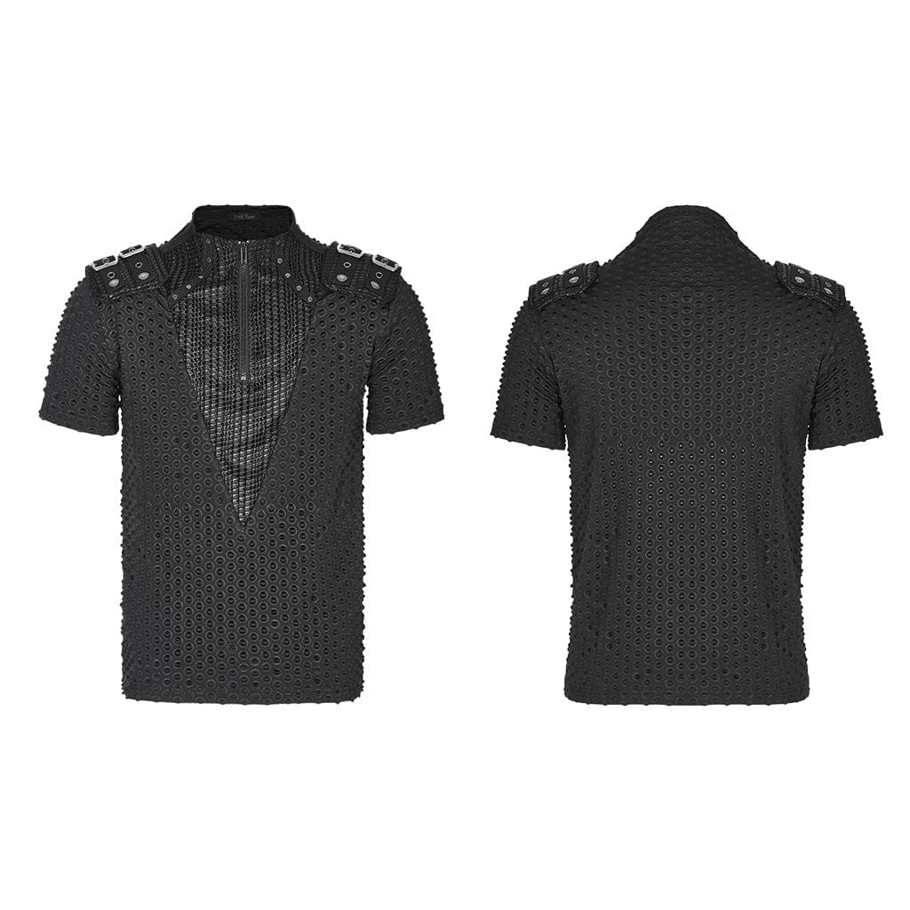 Men's Punk Bubble Buckle Zipper T-shirt - Image 5