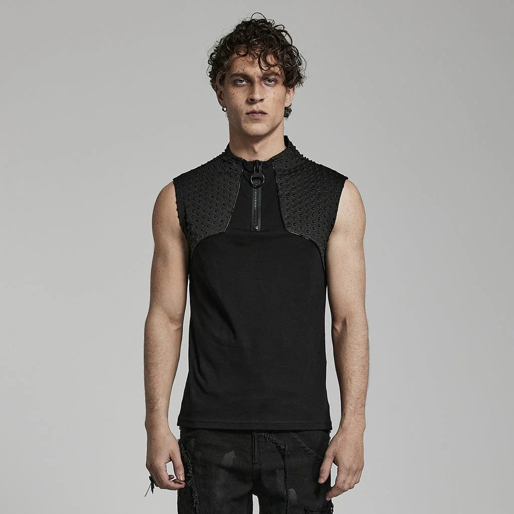 Men's Punk Bubble Zipper Tank Top
