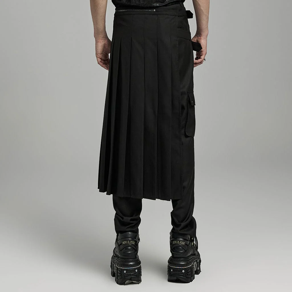 Men's Punk Buckle Pleated Skirt - Image 3