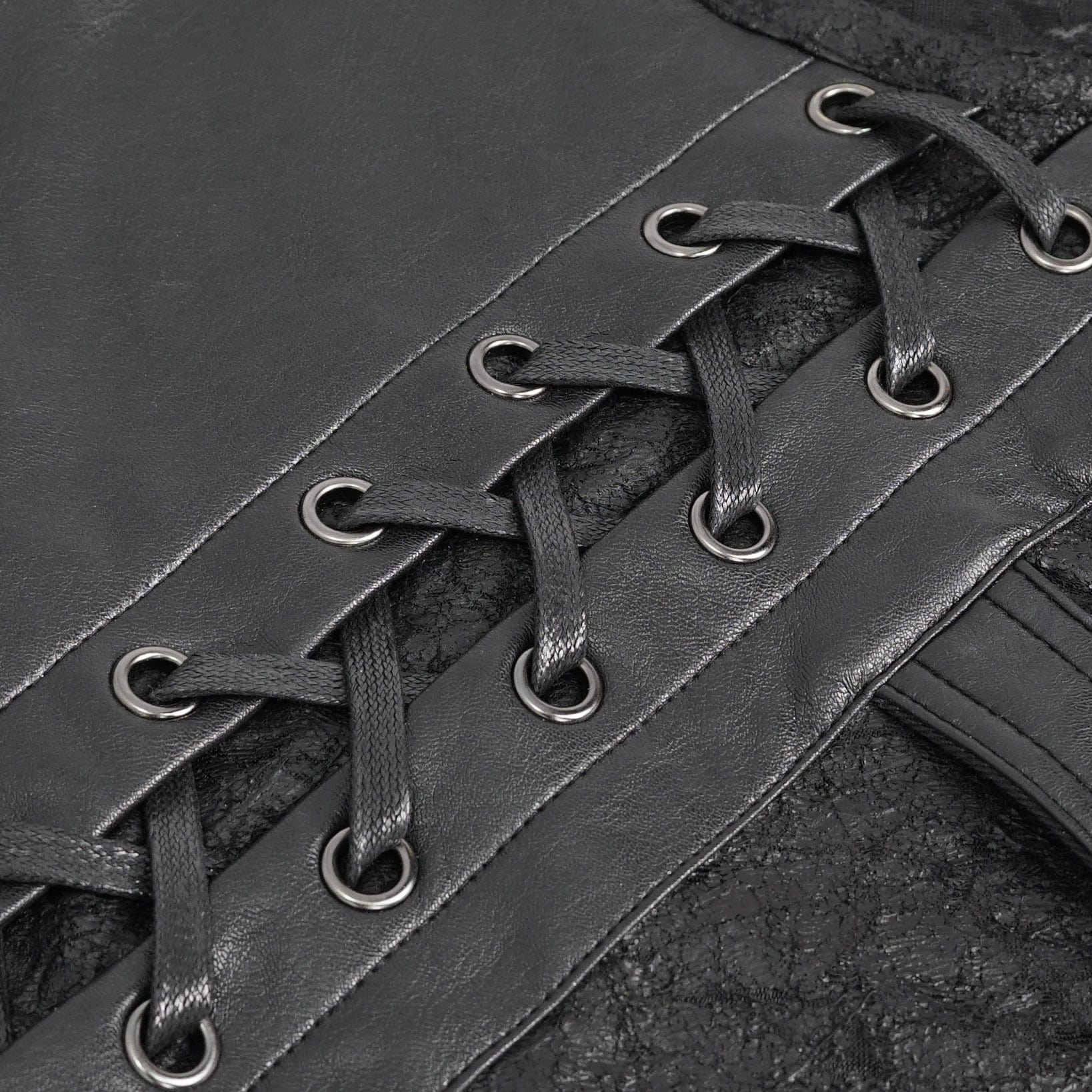 Men's Punk Buckle Splice Faux Leather T-shirt - Image 11