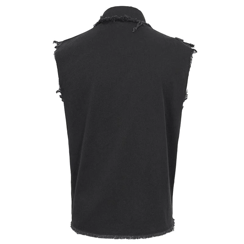 Men's Punk Buckle Splice Unedged Vest - Image 10