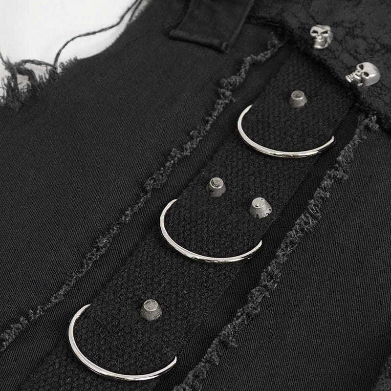 Men's Punk Buckle Splice Unedged Vest - Image 12