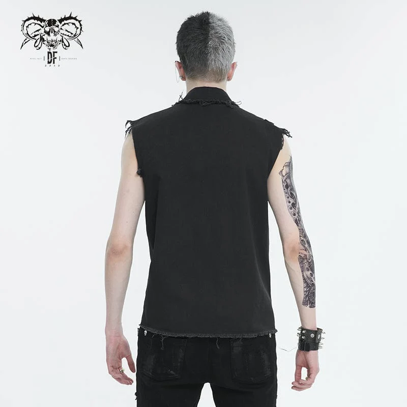 Men's Punk Buckle Splice Unedged Vest - Image 4