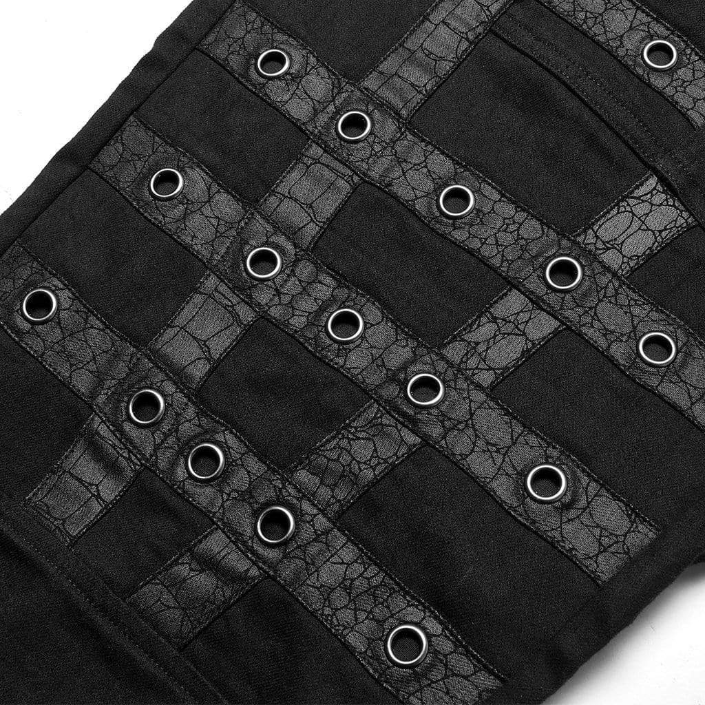 Men's Punk Buckle Splice Woven Pants - Image 7