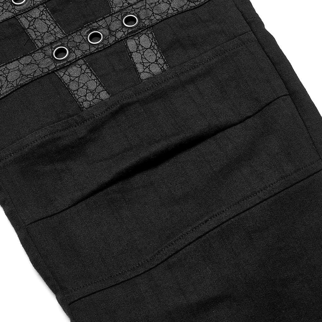 Men's Punk Buckle Splice Woven Pants - Image 9