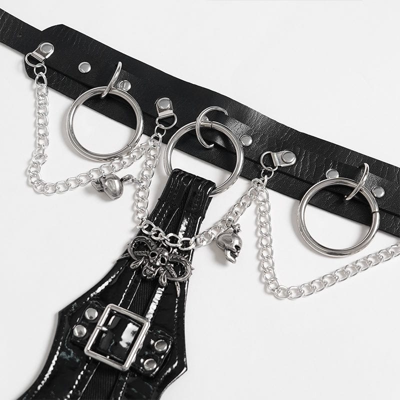 Men's Punk Buckle Strap Ring&Chain Necktie Choker - Image 9