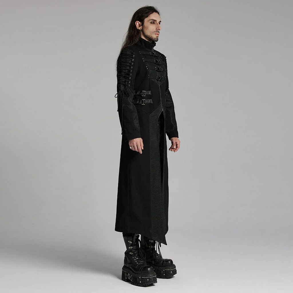 Men's Punk Buckle-up Lace-up Rivets Jacket - Image 2
