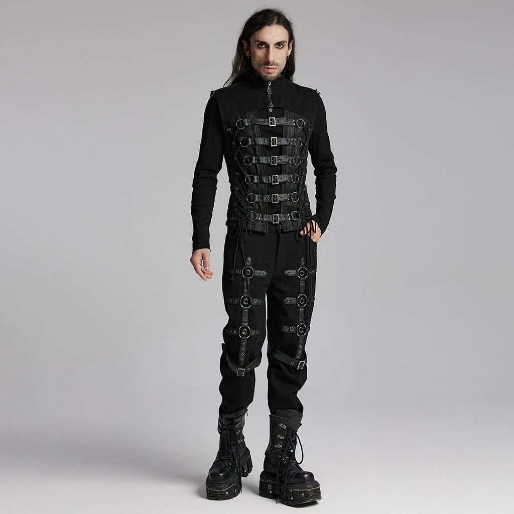 Men's Punk Buckle-up Spaghetti Strap Vest - Image 4