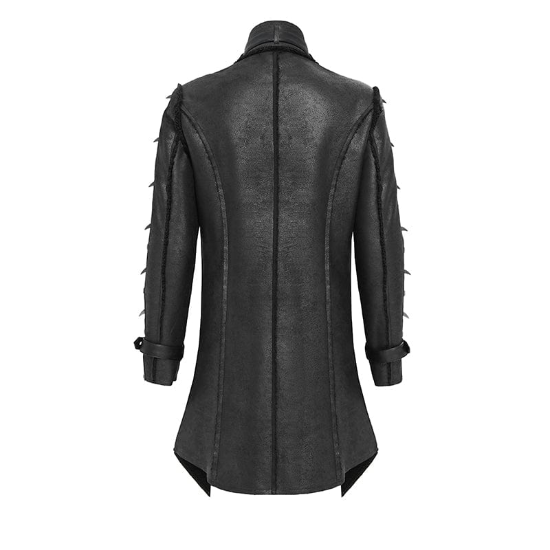 Men's Punk Buckle-up Stand Collar Studded Coat - Image 9