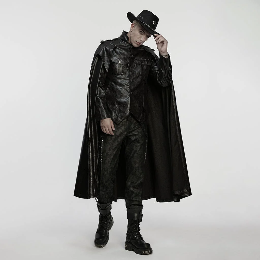 Men's Punk Buckle-up Strap One-piece Shirt Cloak - Image 4