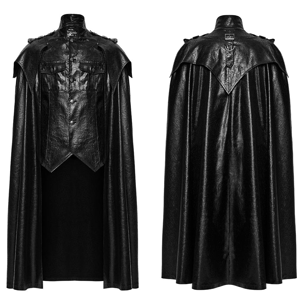 Men's Punk Buckle-up Strap One-piece Shirt Cloak - Image 5