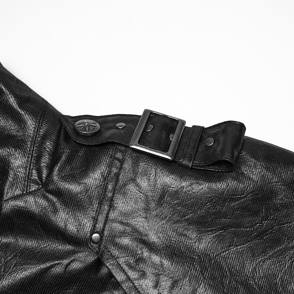 Men's Punk Buckle-up Strap One-piece Shirt Cloak - Image 6