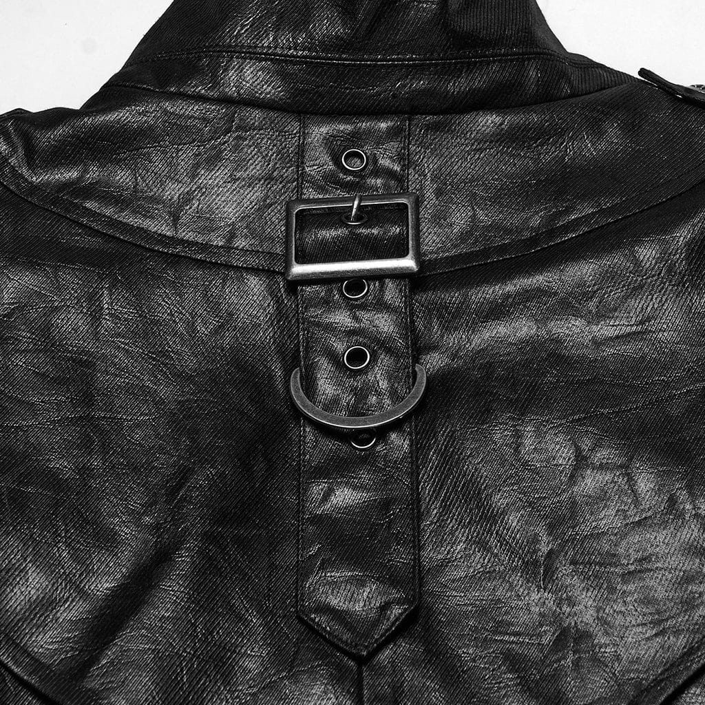 Men's Punk Buckle-up Strap One-piece Shirt Cloak - Image 8
