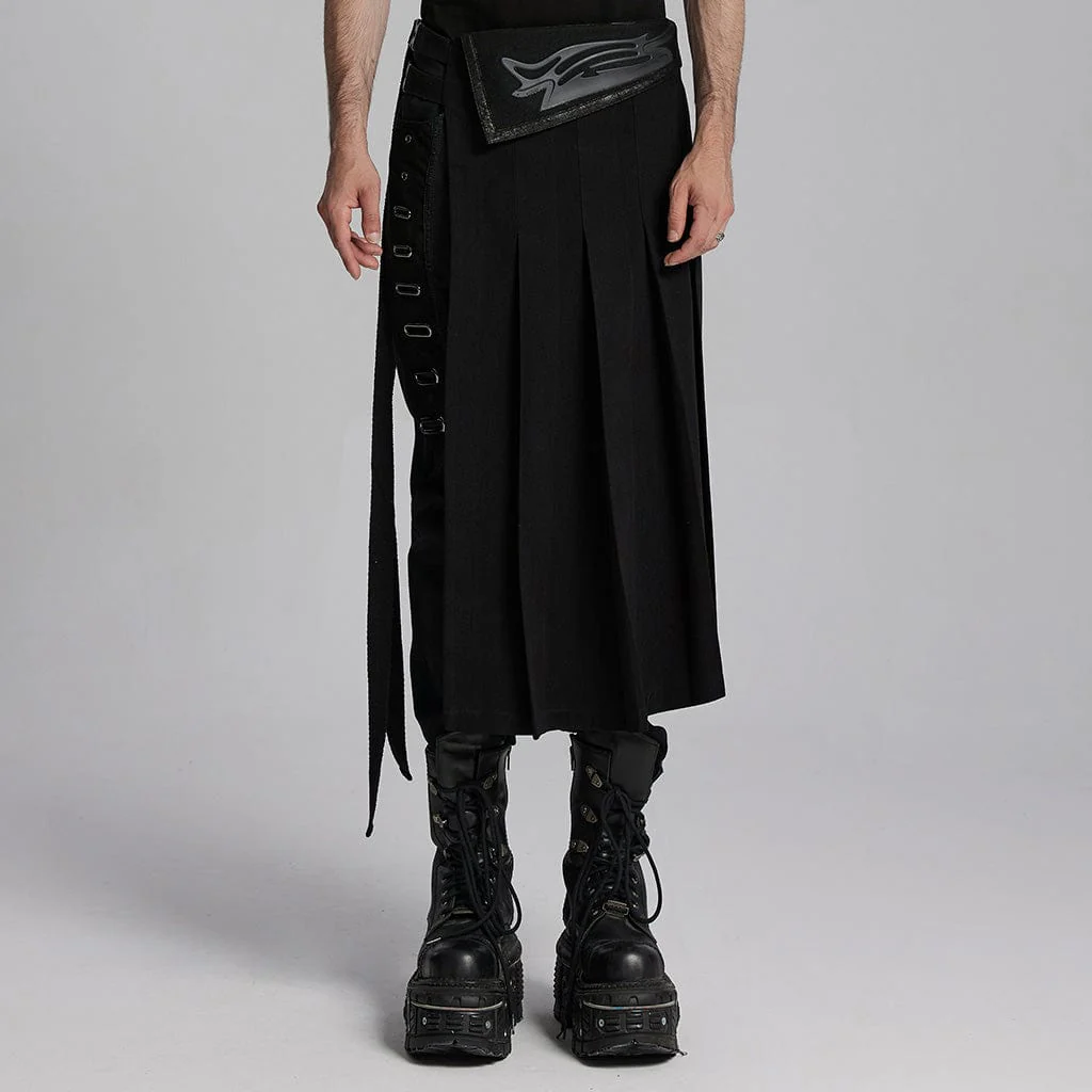 Men's Punk Buckle-up Strap Skirt