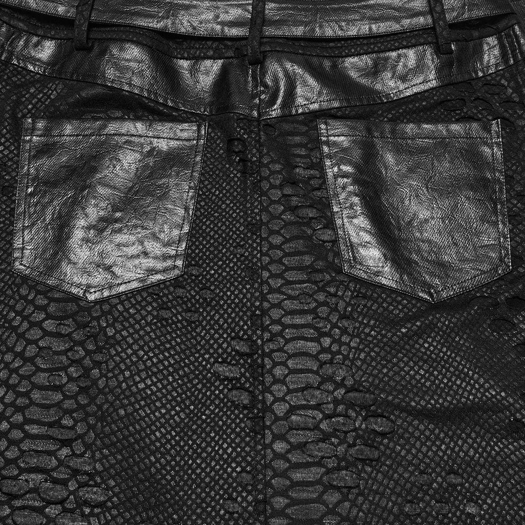 Men's Punk Buckle-up Strap Tattered Knitted Skirt - Image 7