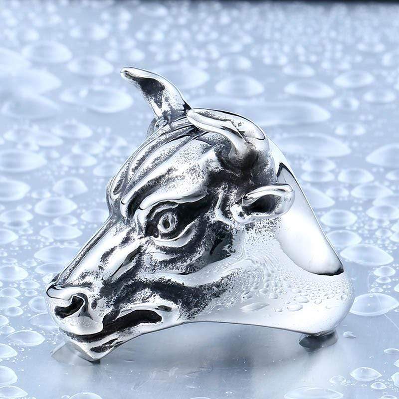 Men's Punk Bull Head of Wall Street Rings - Image 3