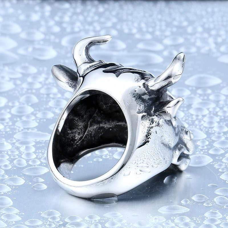 Men's Punk Bull Head of Wall Street Rings - Image 4
